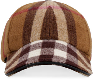 Check motif wool baseball cap-1